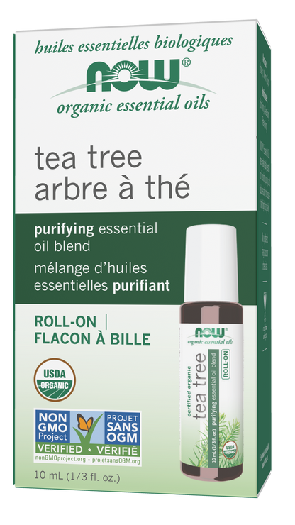 NOW Essential Oils, Organic Tea Tree Oil Purifying Roll-On, 10 mL