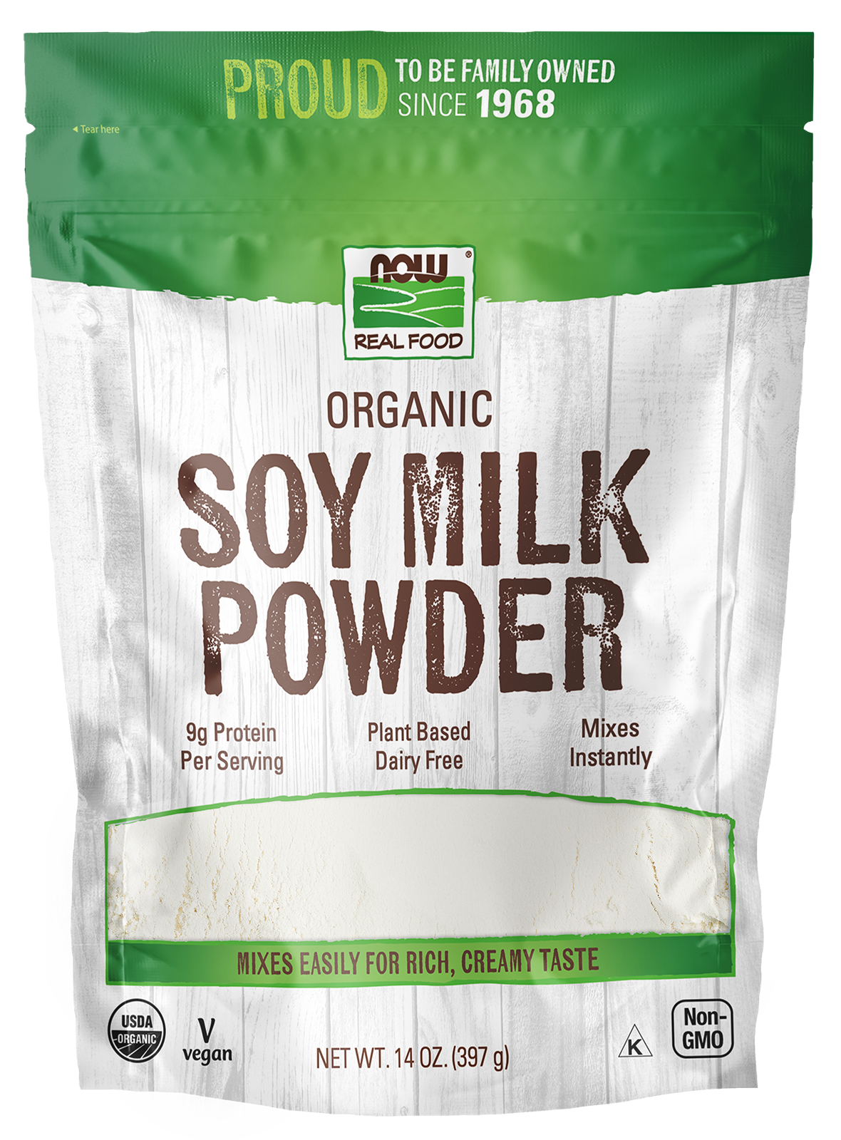 NOW Foods, Organic Soy Milk Powder, Instant Mix, Dairy Alternative, 14 oz