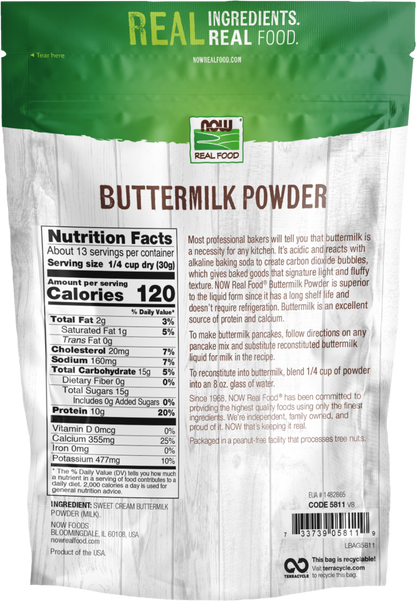 NOW Foods, Buttermilk Powder, Protein & Calcium, 14 oz