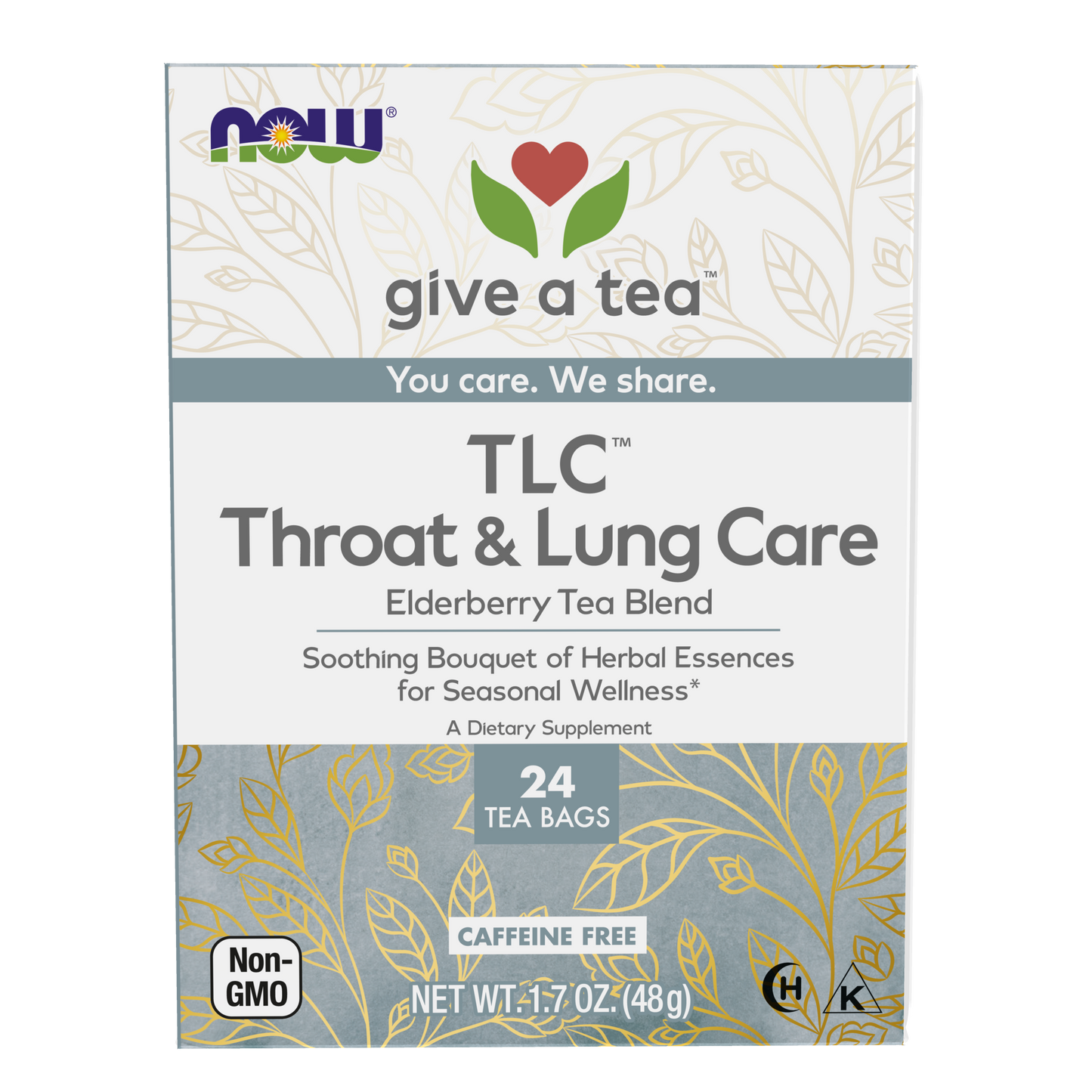 NOW Foods, Give a Tea® TLC™, Seasonal Wellness*, Caffeine-Free,  24 bags