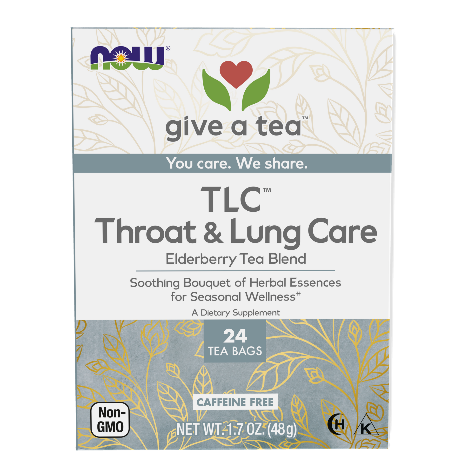 NOW Foods, Give a Tea® TLC™, Seasonal Wellness*, Caffeine-Free,  24 bags