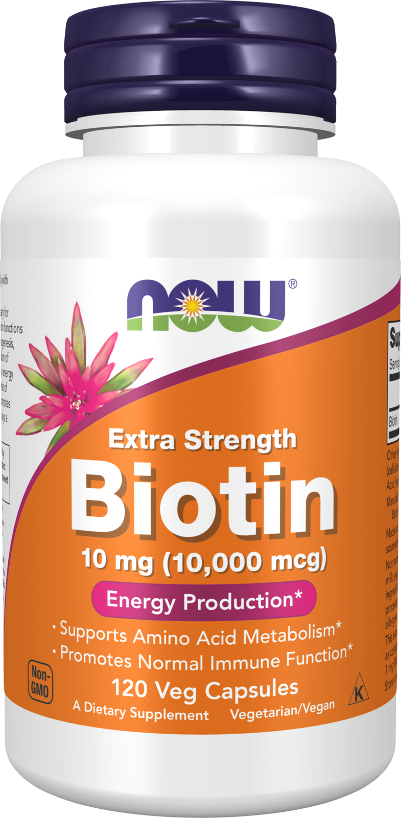 NOW Supplements, Biotin 10 mg (10,000 mcg), Extra Strength, 120 Veg Caps
