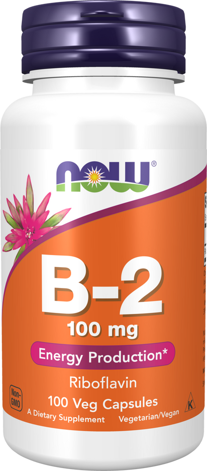 NOW Supplements, Vitamin B-2 (Riboflavin) 100 mg, 100 Veg Caps