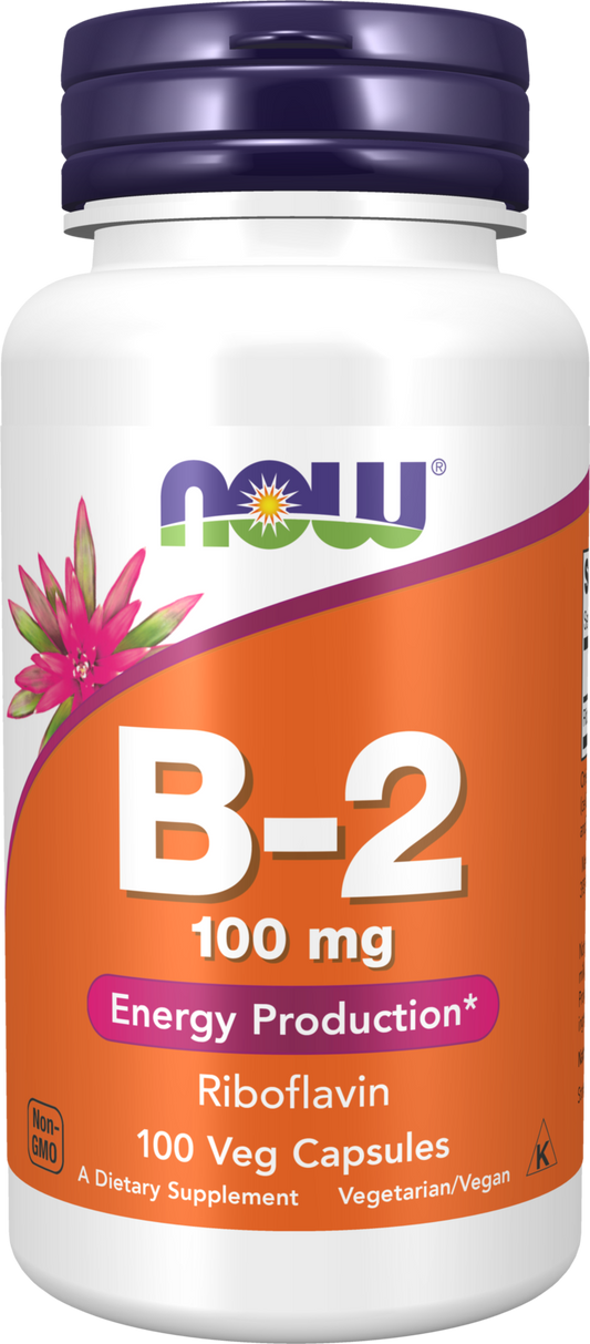 NOW Supplements, Vitamin B-2 (Riboflavin) 100 mg, 100 Veg Caps