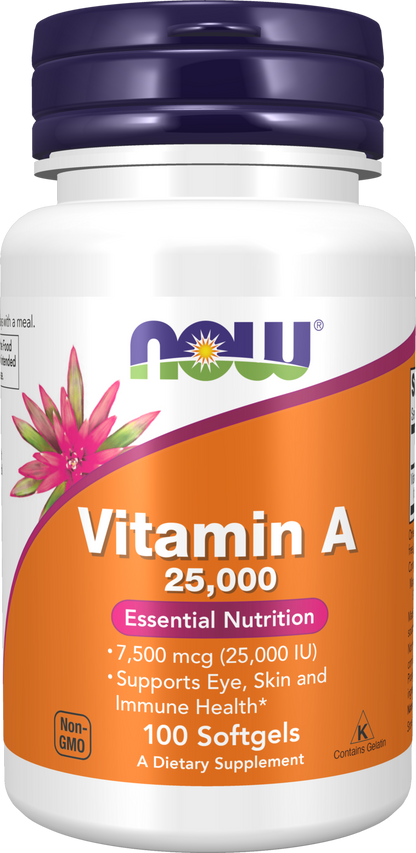 NOW Supplements, Vitamin A (Fish Liver Oil) 25,000 IU, 100 Softgels