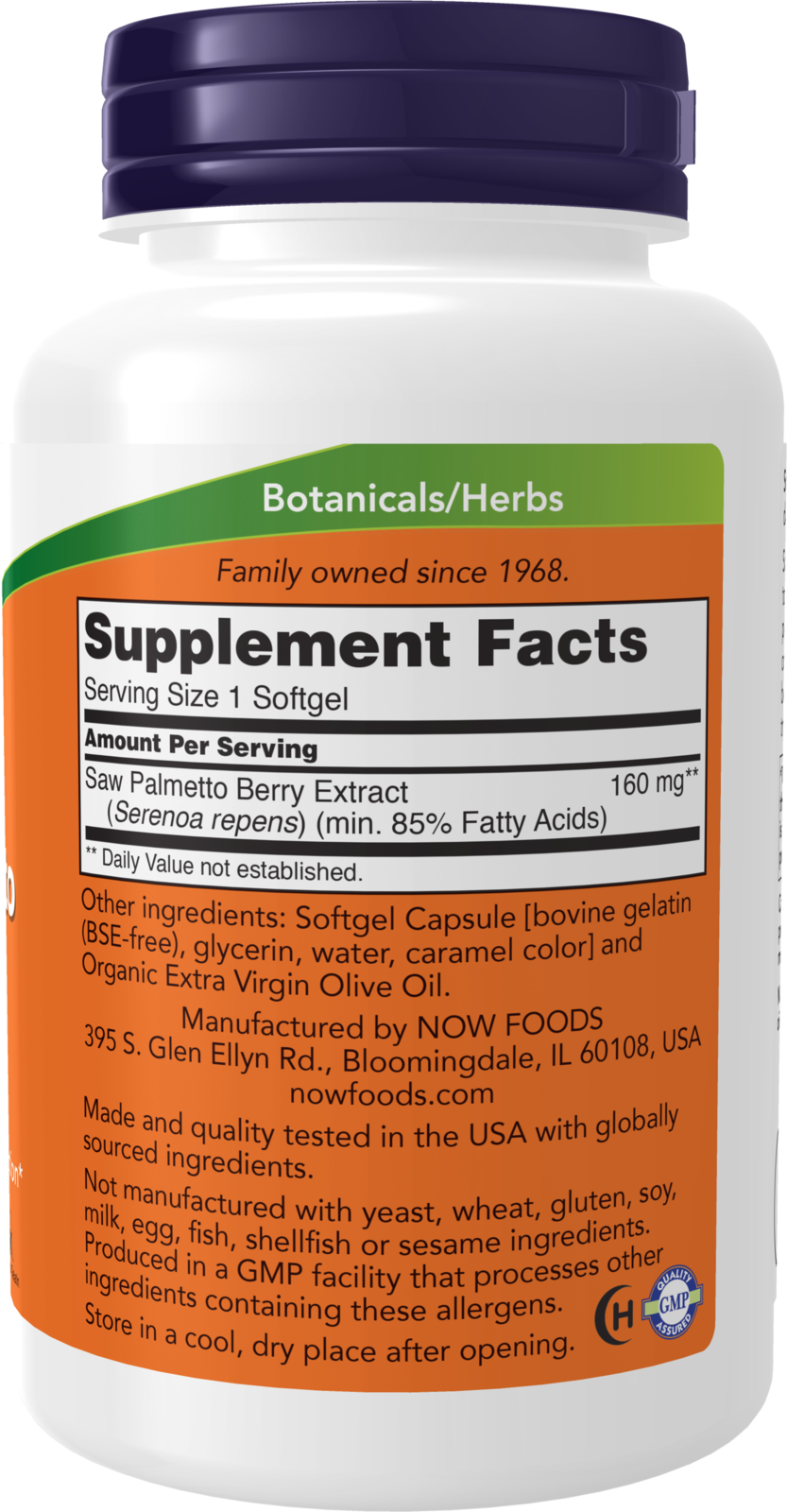 NOW Supplements, Saw Palmetto Extract 160 mg, Men's Health*, 240 Softgels
