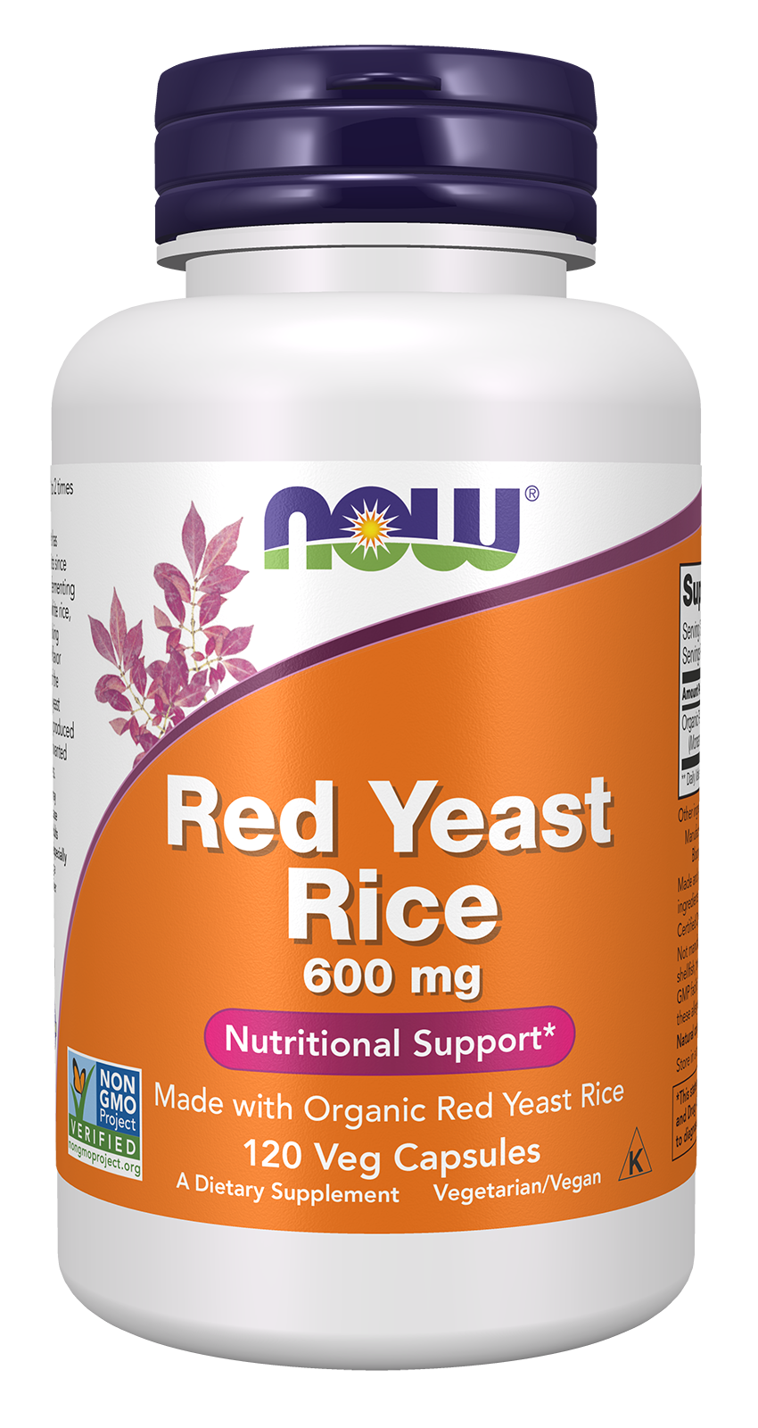 NOW Supplements, Red Yeast Rice 600 mg, Organic Red Yeast, 120 Veg Caps