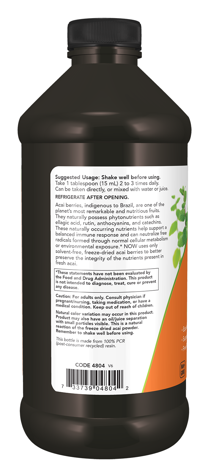 NOW Supplements, Acai Liquid, Super Fruit Concentrate, 16 fl. oz