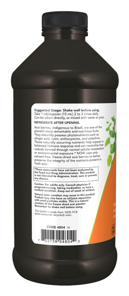 NOW Supplements, Acai Liquid, Super Fruit Concentrate, 16 fl. oz
