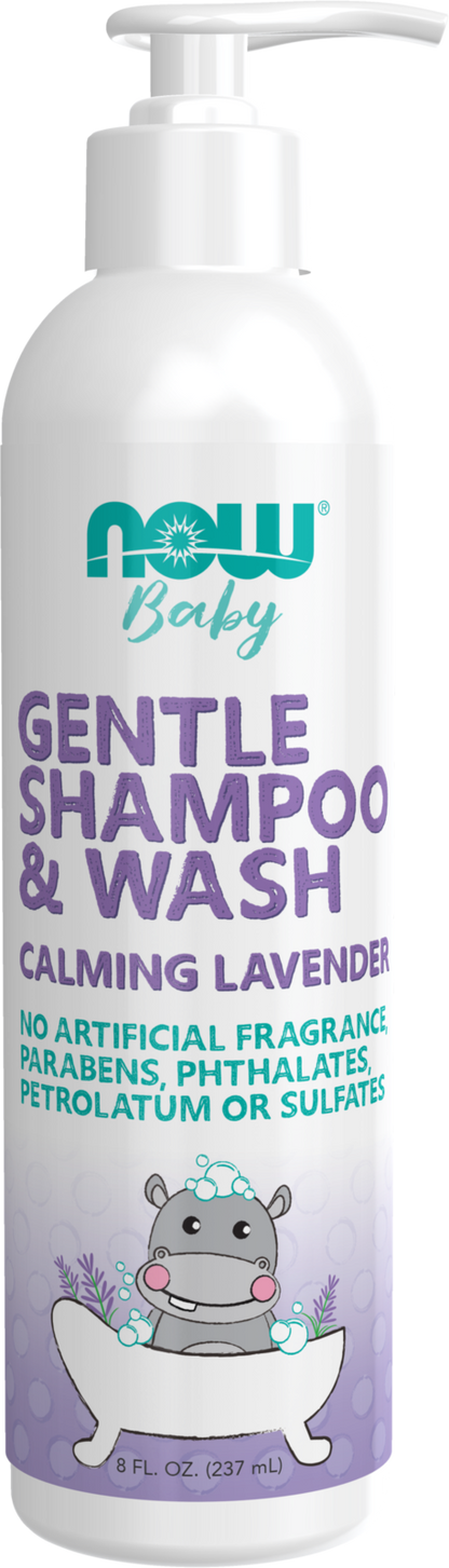 NOW Baby, Gentle Shampoo and Wash, Calming Lavender, Paraben Free, 8 Fluid Ounces