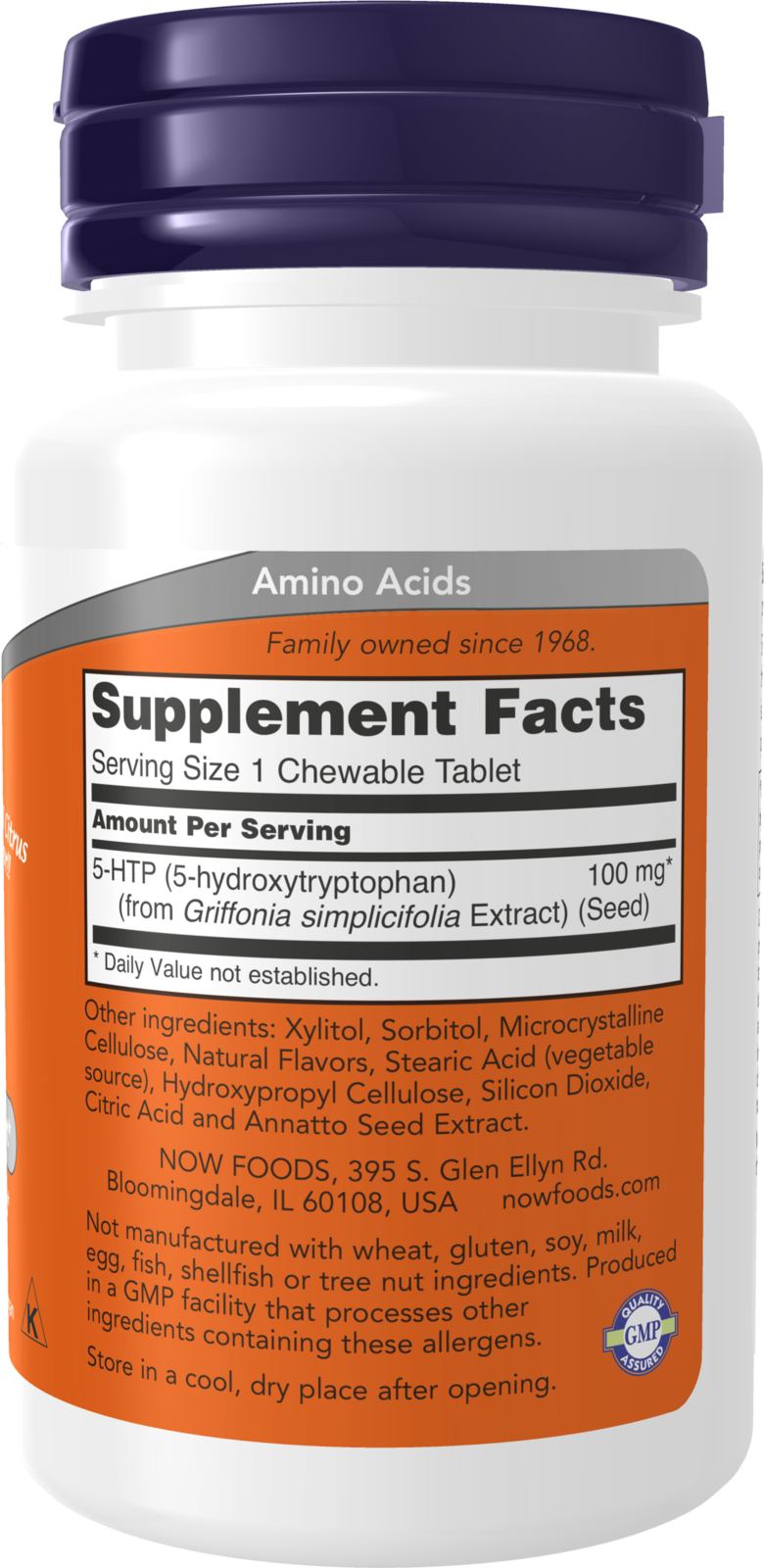 NOW Supplements, 5-HTP (5-hydroxytryptophan) 100 mg, 90 Chewables