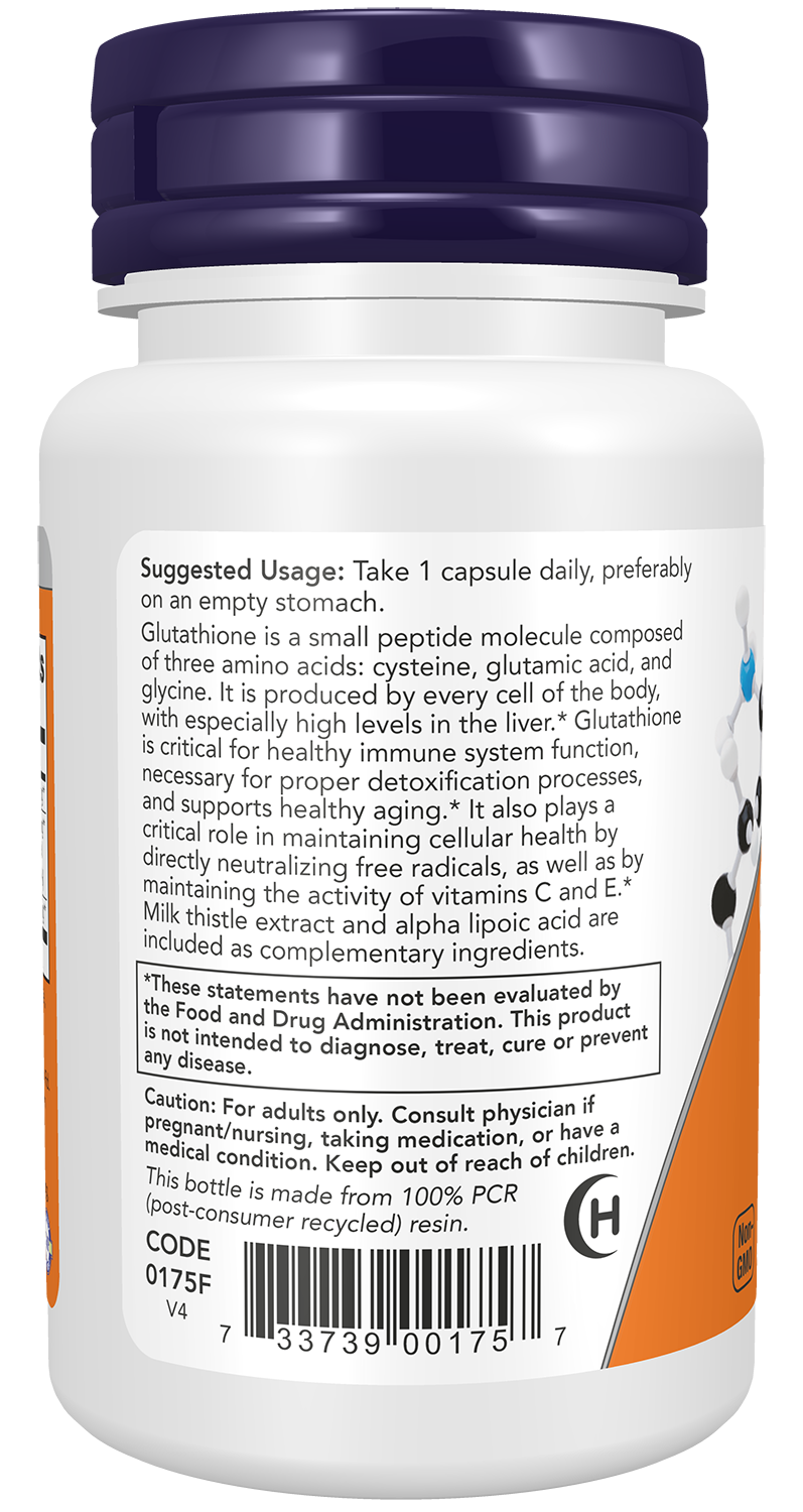 NOW Supplements, Glutathione 500 mg, Detoxification Support*, 30 Veg Caps
