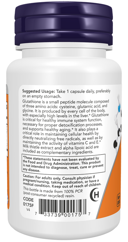 NOW Supplements, Glutathione 500 mg, Detoxification Support*, 30 Veg Caps