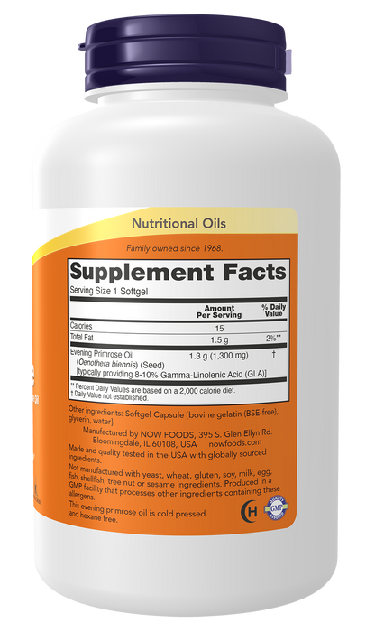NOW Supplements, Super Primrose 1300 mg with GLA, 120 Softgels