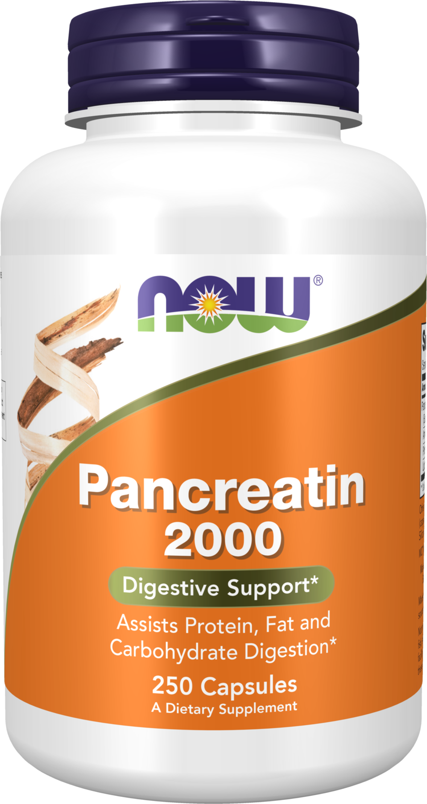 NOW Supplements, Pancreatin 2000, Protease, Amylase Enzymes, 250 Caps