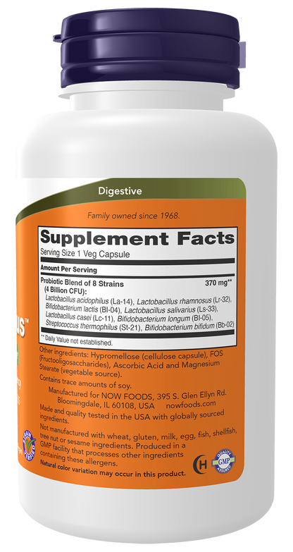 NOW Supplements, Gr8-Dophilus™ 8 Strains & 4 Billion Potency, 120 Veg Caps