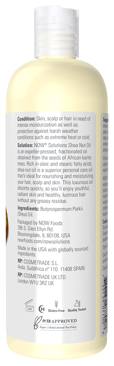 NOW Solutions, Shea Nut Oil, Multi-Purpose Intense Moisturizing, 16 fl. oz