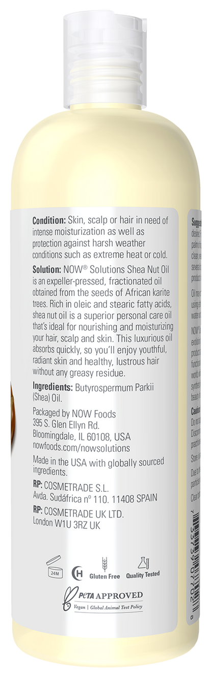 NOW Solutions, Shea Nut Oil, Multi-Purpose Intense Moisturizing, 16 fl. oz