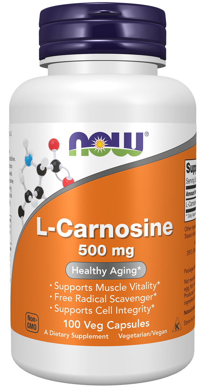 NOW Supplements, L-Carnosine 500 mg, Healthy Aging*, 100 Veg Caps