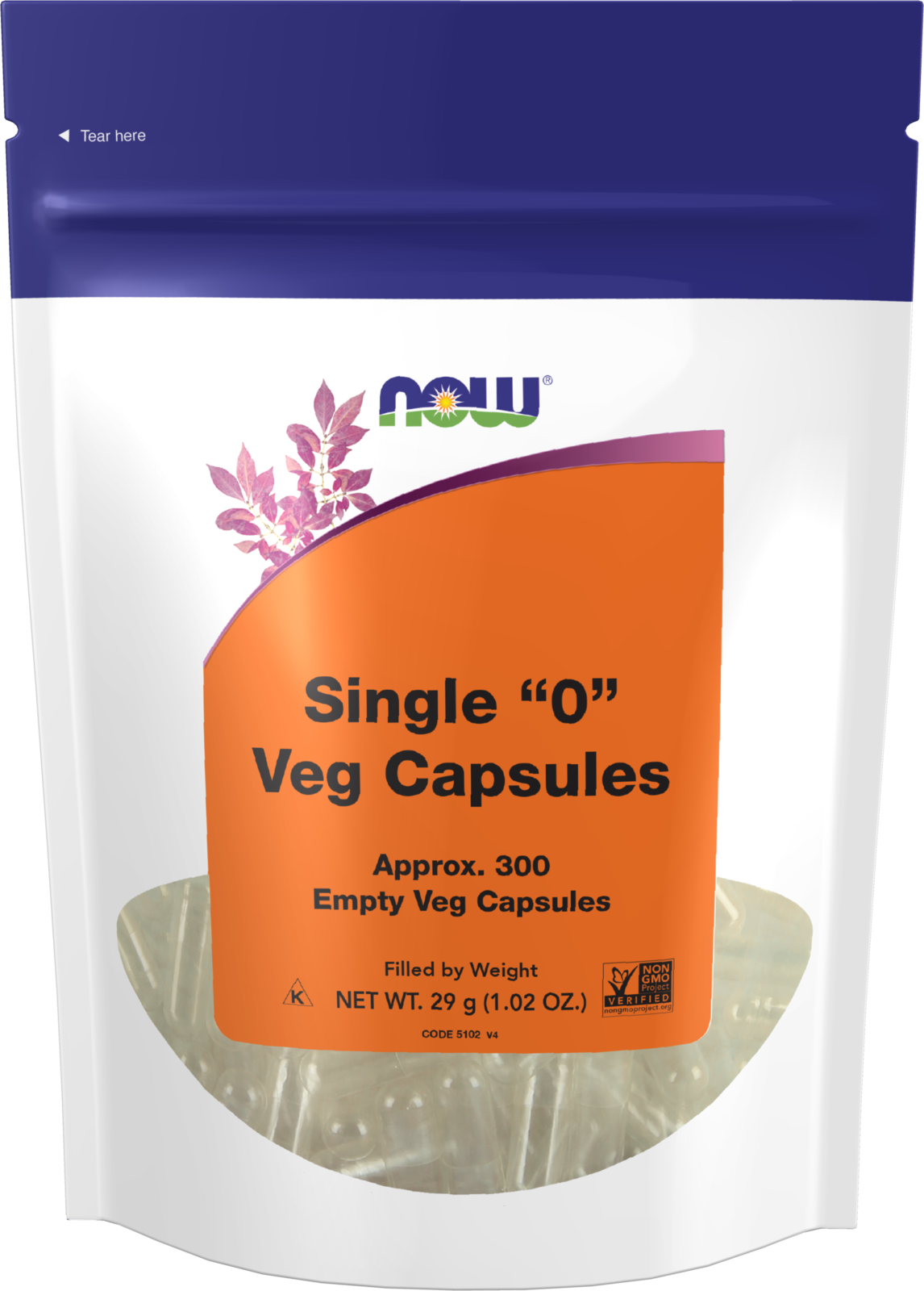 NOW Supplements, Empty Vegetarian Caps, Single "0", 300 Veg Caps