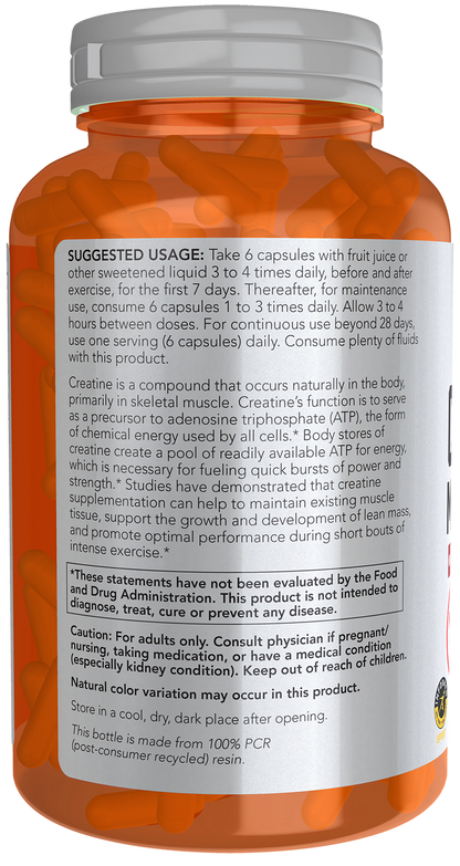 NOW Sports, Creatine Monohydrate 750 mg, Muscel Fuel*, 240 Veg Caps