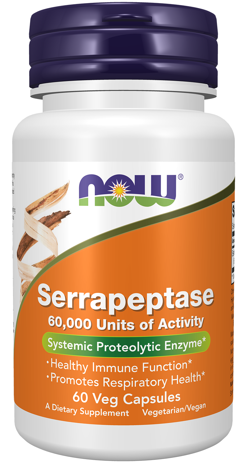NOW Supplements, Serrapeptase 60,000 Units of Activity, 60 Veg Caps
