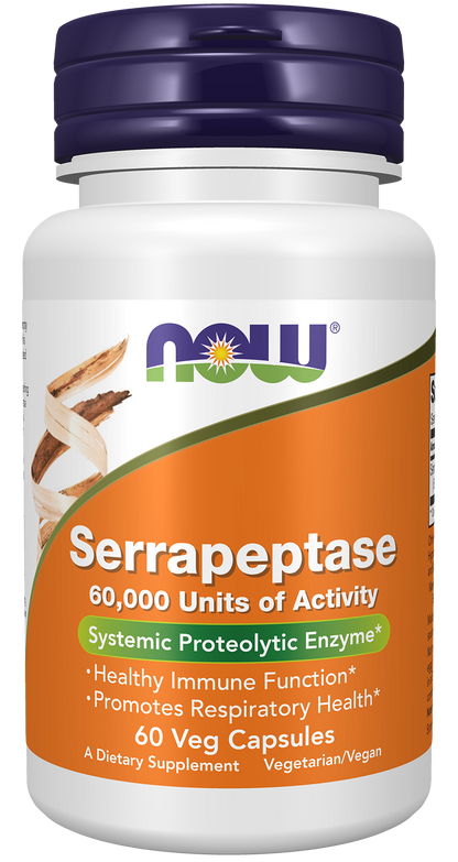 NOW Supplements, Serrapeptase 60,000 Units of Activity, 60 Veg Caps