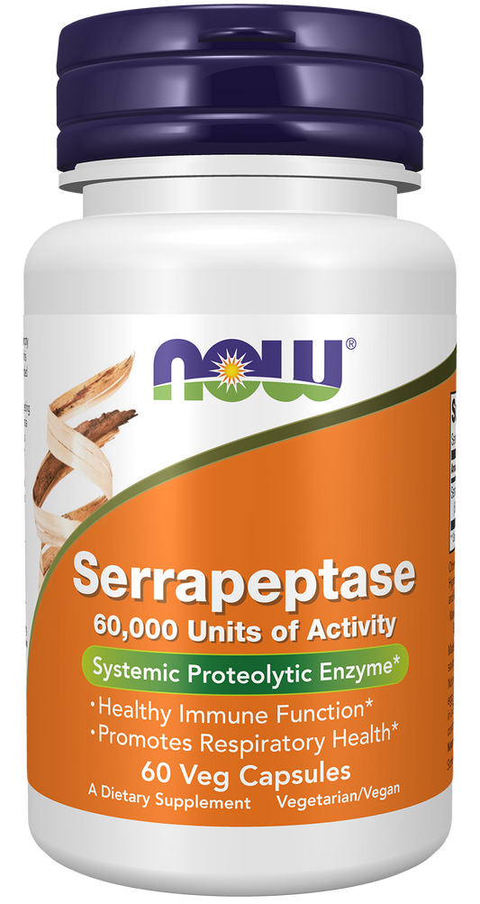 NOW Supplements, Serrapeptase 60,000 Units of Activity, 60 Veg Caps