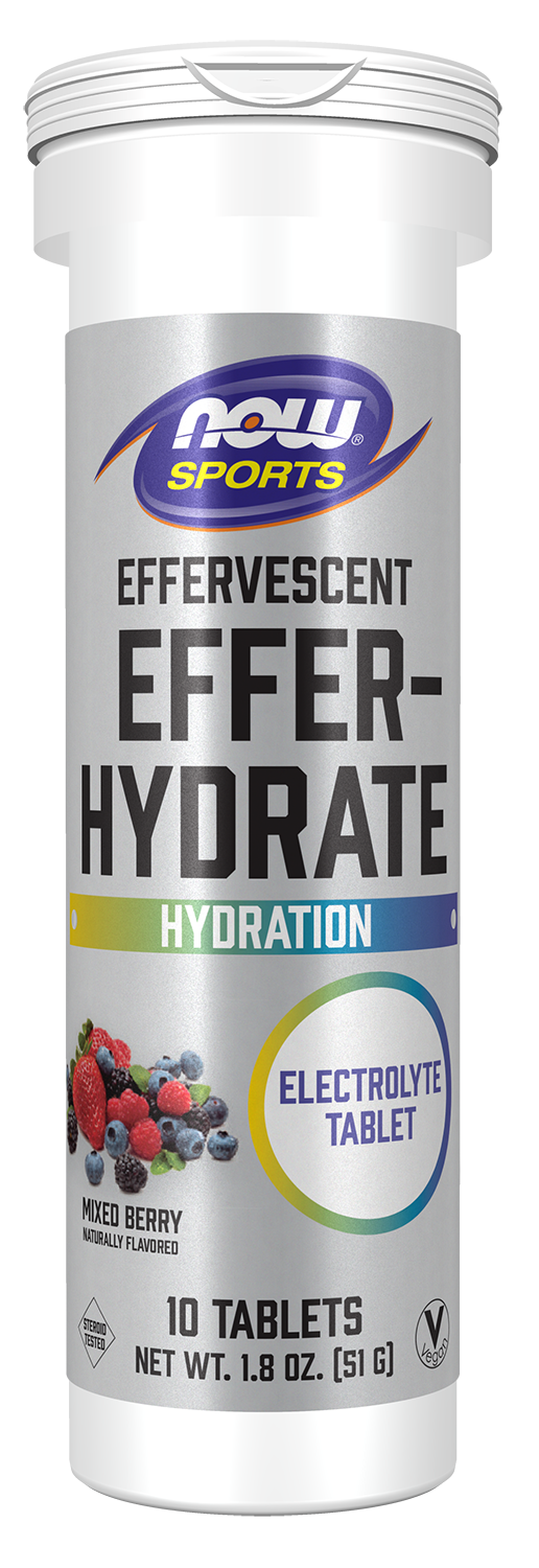 NOW Sports, Effervescent Effer-Hydrate, Electrolytes, Mixed Berry, 10 Tabs
