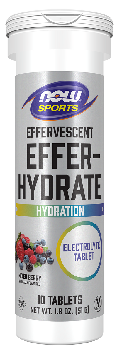 NOW Sports, Effervescent Effer-Hydrate, Electrolytes, Mixed Berry, 10 Tabs