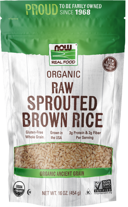 NOW Foods, Organic Sprouted Brown Rice, Raw, Gluten-Free, 16 oz