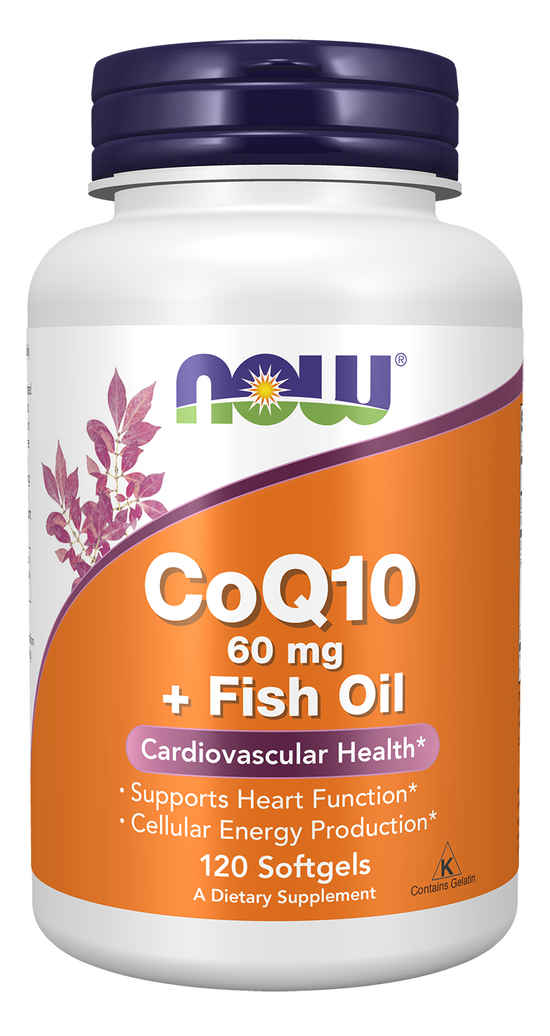 NOW Supplements, CoQ10 60 mg with Omega 3 Fish Oil, 120 Softgels