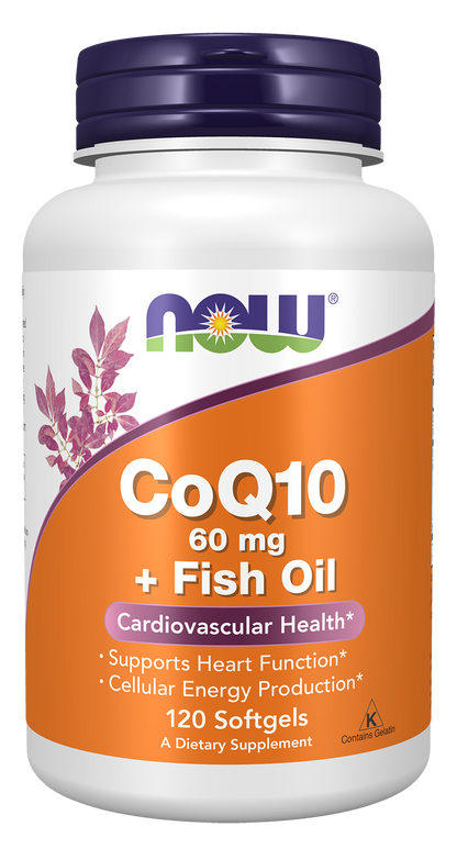 NOW Supplements, CoQ10 60 mg with Omega 3 Fish Oil, 120 Softgels