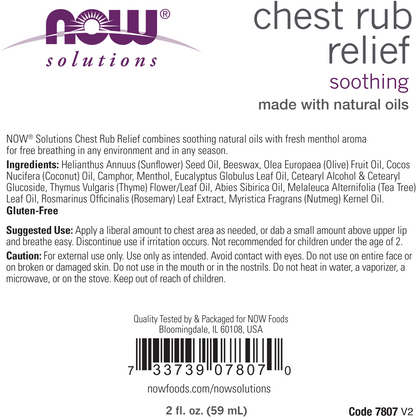 NOW Solutions, Chest Rub Relief, Soothing, 2 fl. oz