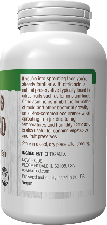 NOW Foods, Citric Acid, Sprouting Aid, Great Substitute for Salt, 1 lb