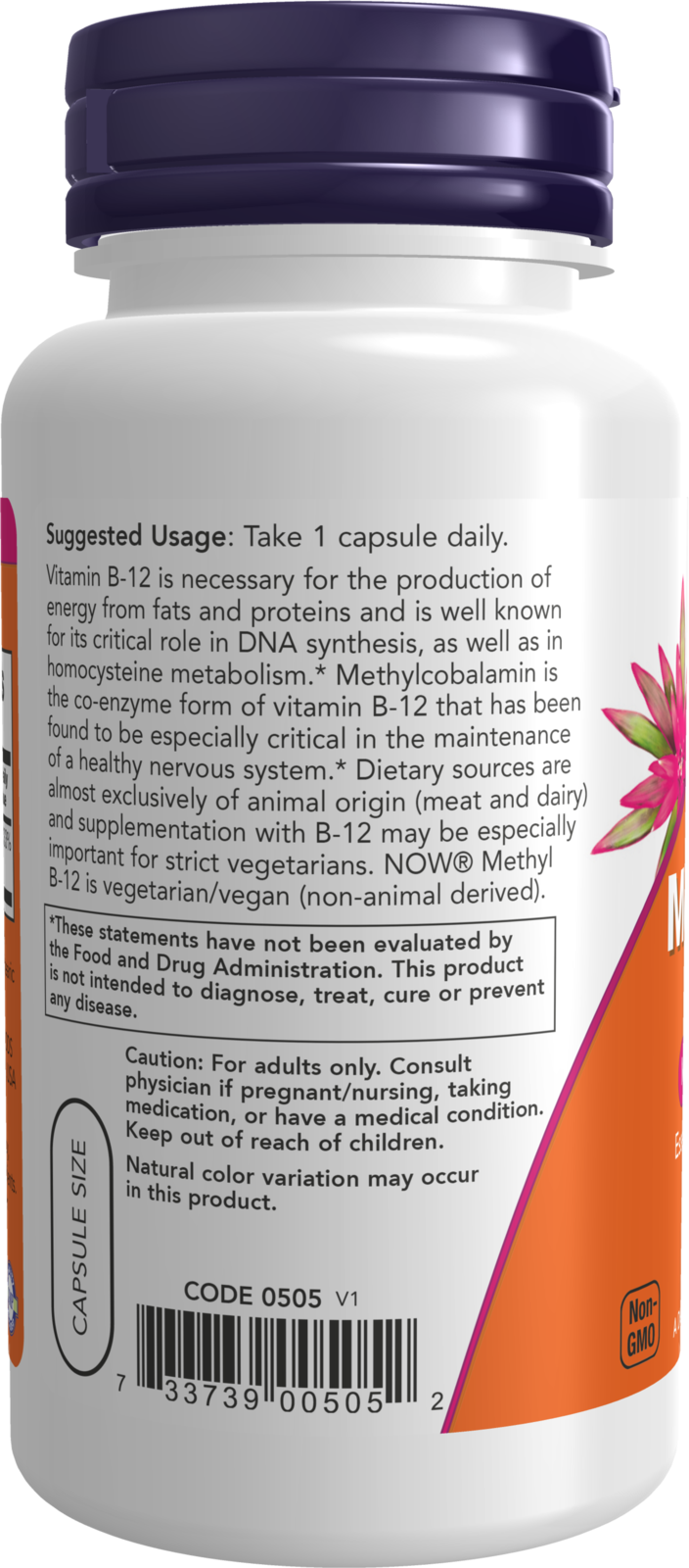 NOW Supplements, Methyl B-12 5000mcg, Hypoallergenic, 90 Veg Caps