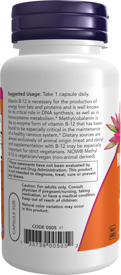 NOW Supplements, Methyl B-12 5000mcg, Hypoallergenic, 90 Veg Caps