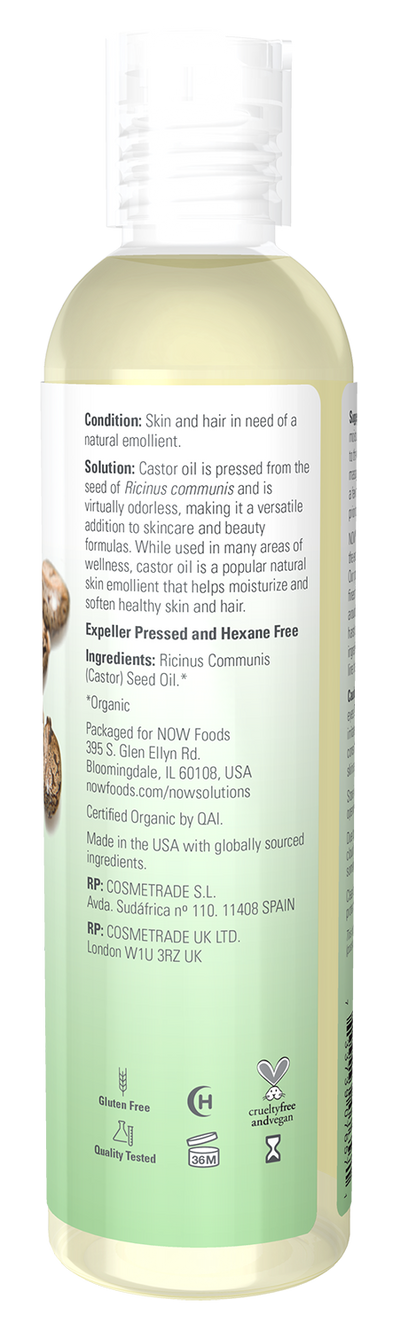 NOW Solutions, Organic Castor Oil, Multi-Purpose, 8 fl. oz