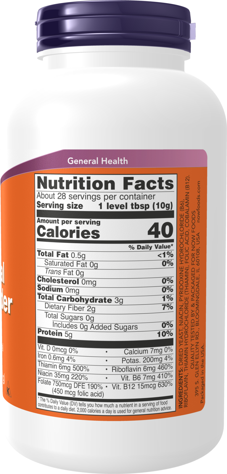 NOW Supplements, Nutritional Yeast Powder Fortified, 10 oz