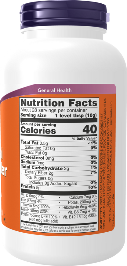 NOW Supplements, Nutritional Yeast Powder Fortified, 10 oz