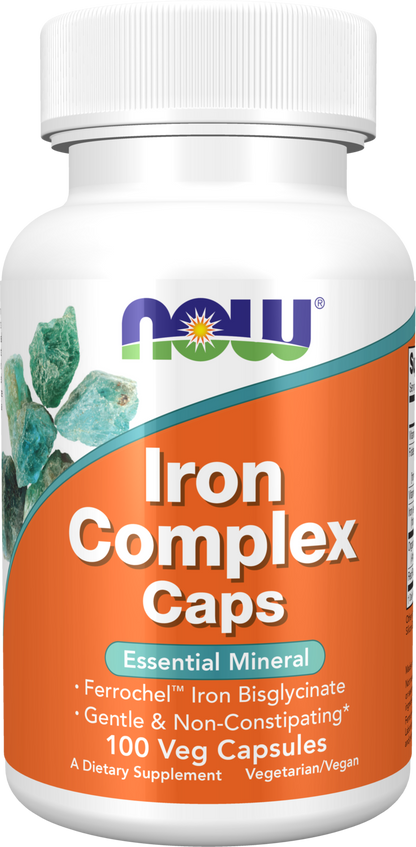NOW Supplements, Iron Complex Caps, Non-Constipating*, 100 Veg Caps