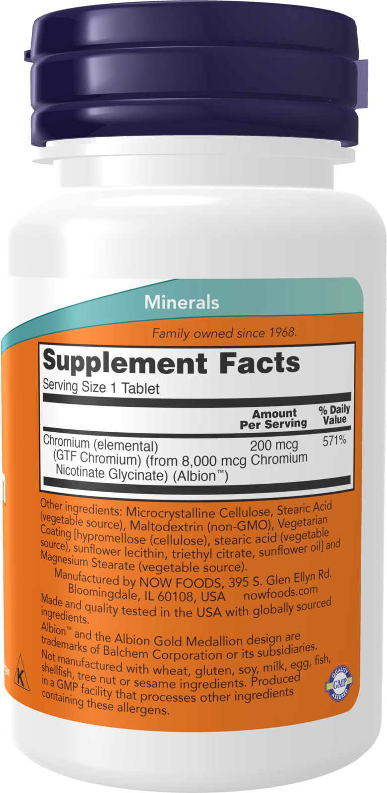 NOW Supplements, GTF (Glucose Tolerance Factor) Chromium 200 mcg, 100 Tabs