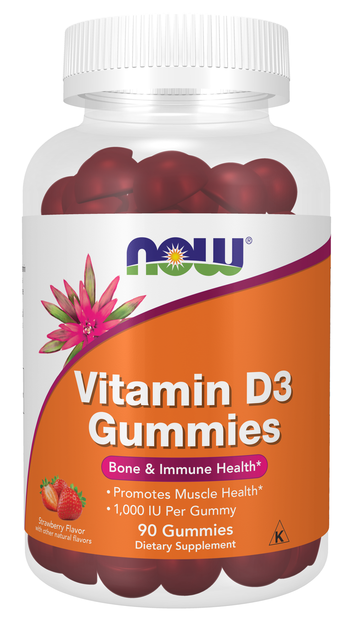 NOW Supplements, Vitamin D3 Gummies, Bone and Immune Health*, 90 Gummies