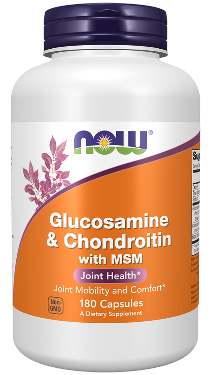 NOW Supplements, Glucosamine & Chondroitin with MSM, 180 Veg Caps