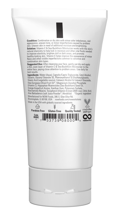 NOW Solutions, Vitamin C and Sea Buckthorn Moisturizer, Brightens, 2 fl. oz
