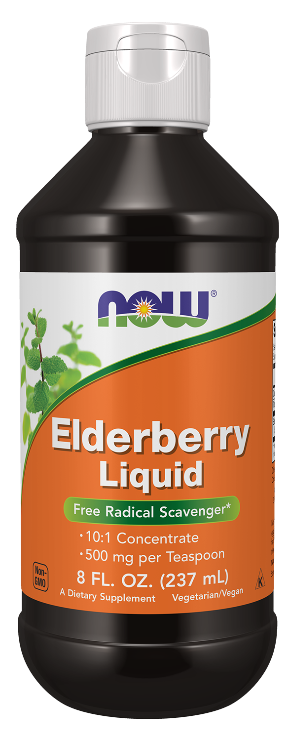 NOW Supplements, Elderberry Liquid 500 mg, 10:1 Concentrate, 8 fl. oz