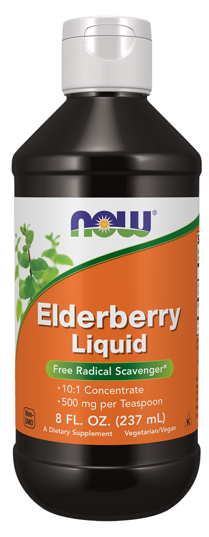 NOW Supplements, Elderberry Liquid 500 mg, 10:1 Concentrate, 8 fl. oz