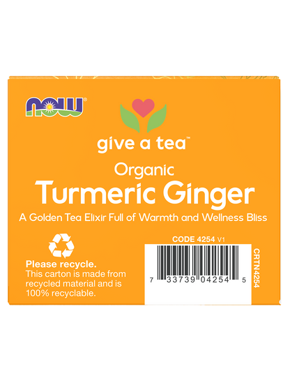 NOW Give a Tea® Organic Turmeric Ginger, Caffeine-Free, 24 bags