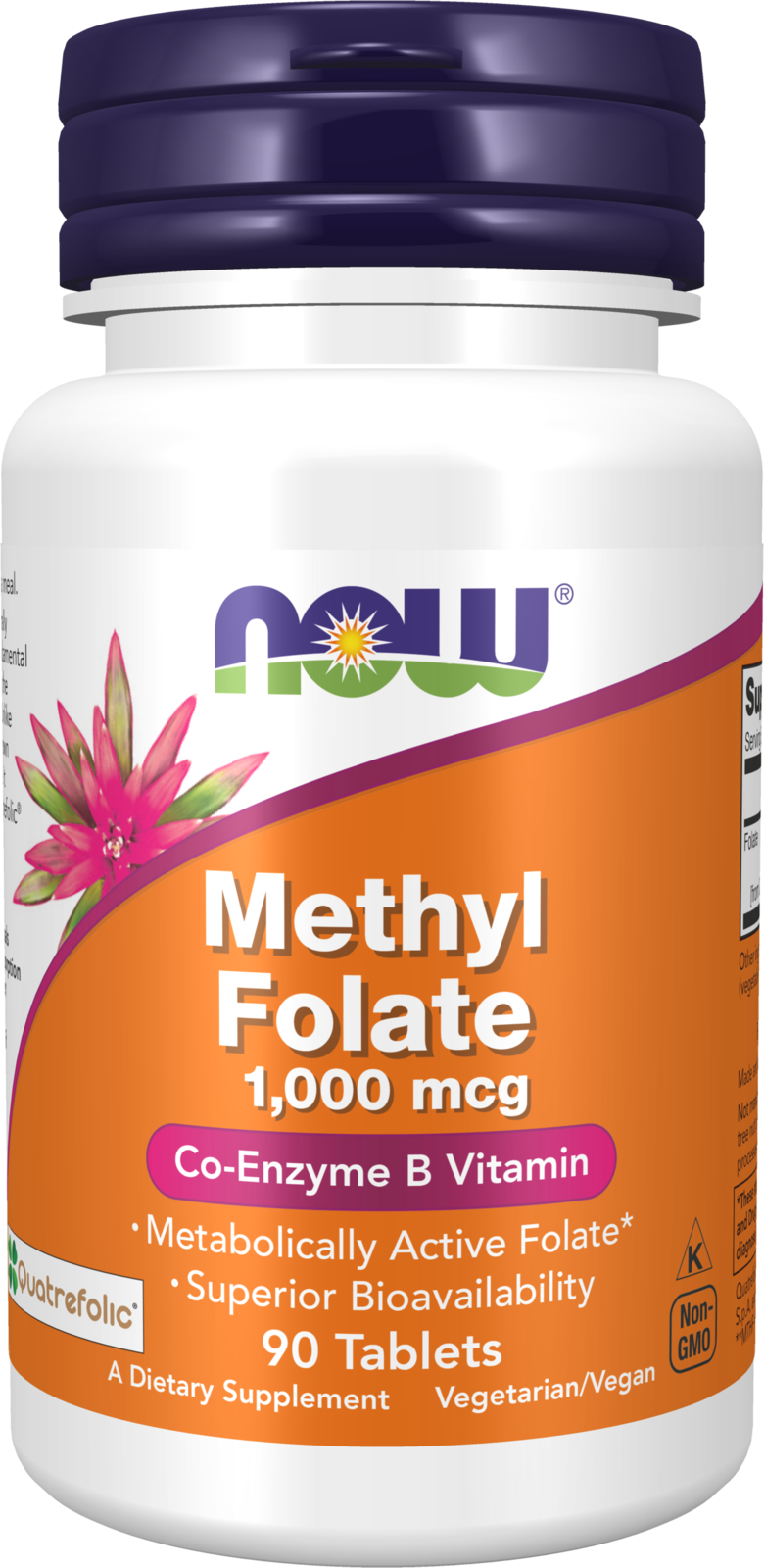 NOW Supplements, Methyl Folate 1000 mcg, Co-Enzyme B Vitamin, 90 Tabs