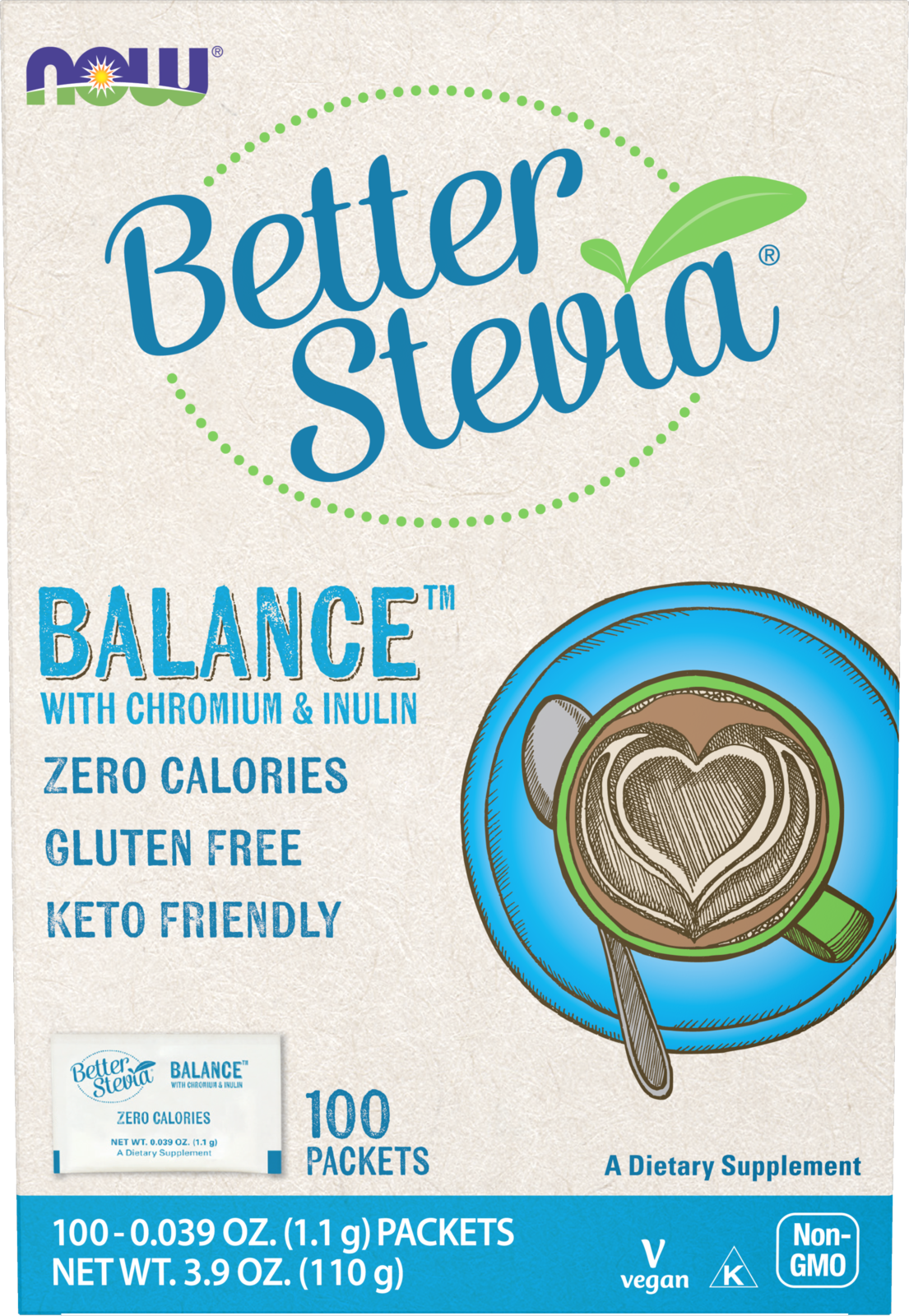 NOW BetterStevia® Balance with Chromium and Inulin, 100 Packets
